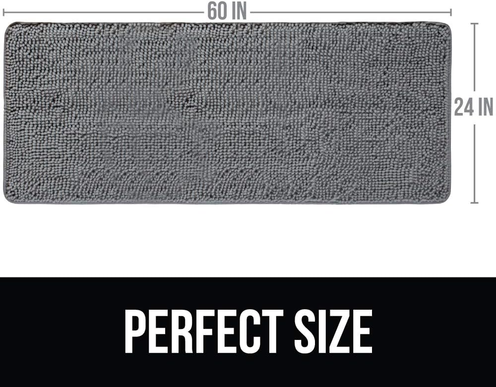 KANGAROO Bathroom Rugs, Chenille Soft Absorbent Bath Rug, Shaggy Shower Mat, Quick Dry Machine Wash Bathmat, Plush Carpet Mats for Tub, Bathtub and Room Home Decor Accessories, 60x24, Gray