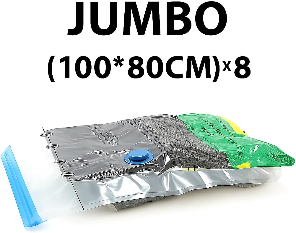 Vacuum Storage Bags for Travel and Home,Space Saver Bags for Clothes,(with Electric Pump and Hand Pump, Large, 8-Pack 80 * 100)
