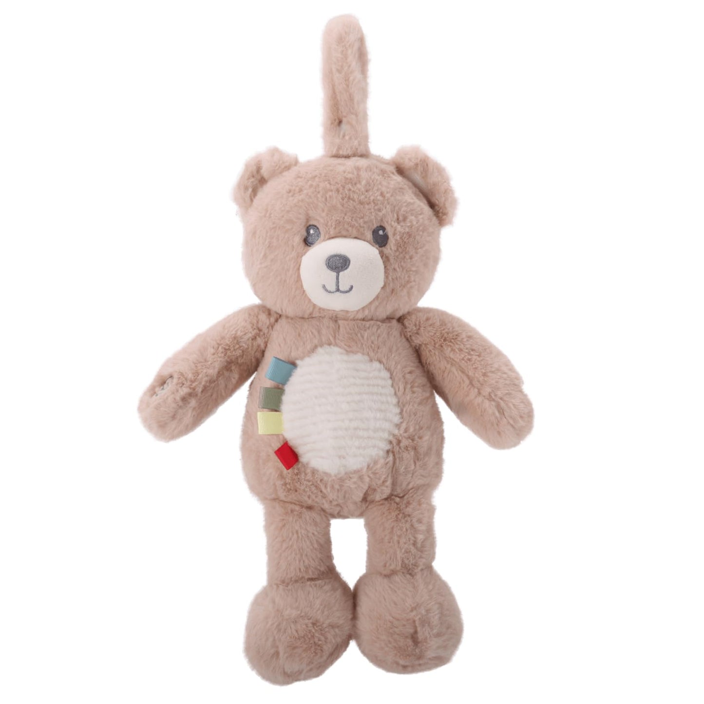 Linzy 10" Light-Up Baby Stroller Toy – Musical Bear Baby Soother, Soft Teddy Bear Plush Stuffed Animal with LED Night Light & Lullaby Music, Birthday Christmas for Newborns Toddlers Kids