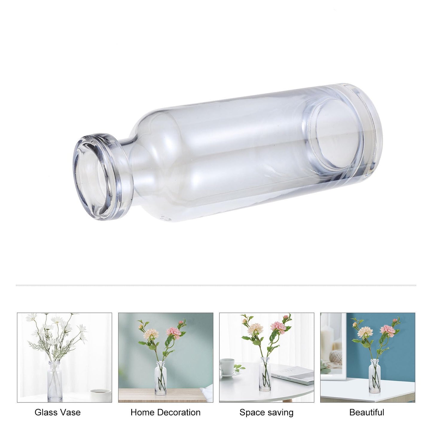 Gadpiparty Hydroponic Plants Vase for Home Decoration, Ocean Blue Glass Small-Mouth Desktop Vase, Terrarium Planter for Water-Grown Flowers and Living Decor