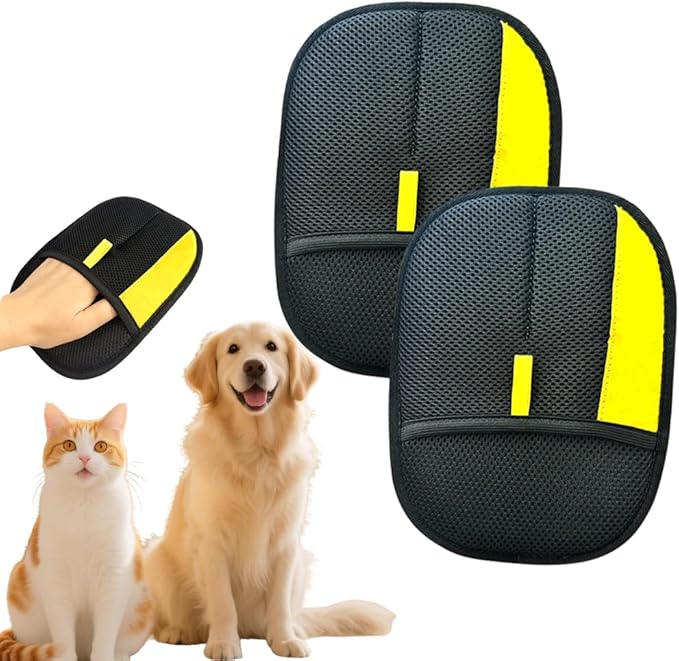 Electrostatic Pet Hair Removal Gloves: Quick Wiping - Reusable & Washable for Sofa Clothing Pet Beds Effortless Cats & Dogs Hair Remover for Busy Pet Owners (2pcs-Black)