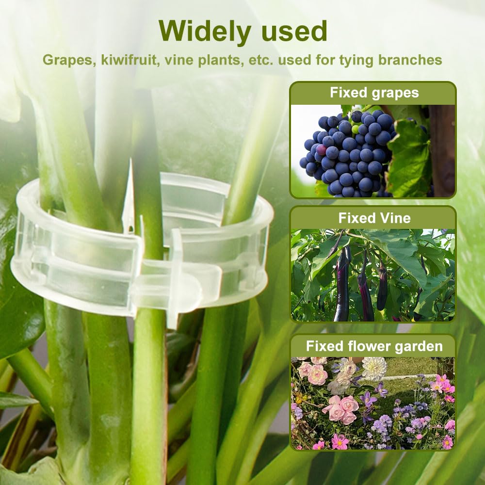 Plant Support Clips Reusable Garden Clips, Secured Plastic Plant Clips, Tomato Support Clips for String Trellis for Climbing Plants Outdoor Indoor Plant Flowers Stem Vine Fixing Clips (300, Green)