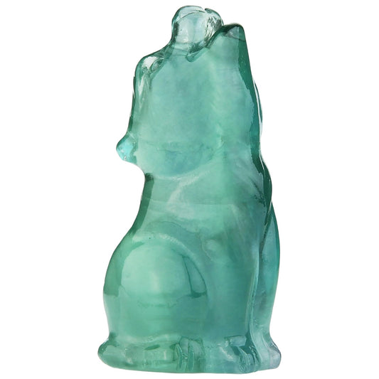 QLRSUXN Fluorite Howling Wolf Crystal Figurines, 2.2 Inch Wolf Totem Spirit Animal Statue Decor for Home Office Desk Altar, Hand Carved Natural Healing Crystal Sculpture Gifts for Women Men