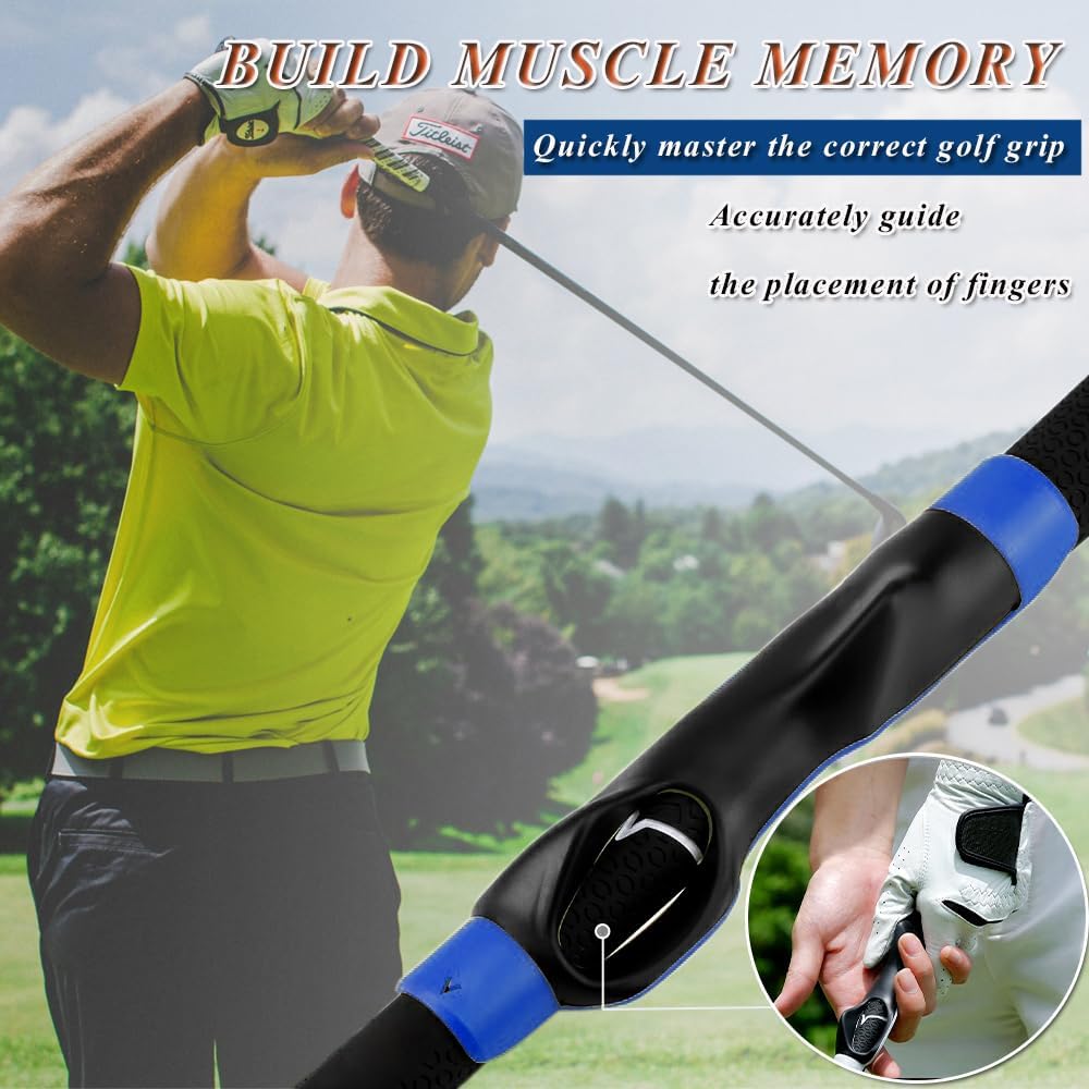 Golf Grip Trainer, Golf Swing Training Aid - Correct Hand Position Golf Grip Kit Golf Club Grips for Grip Strength Trainer