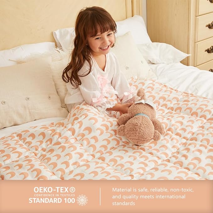 ZonLi Weighted Blanket for Adults (100% Cotton, 60"x80", 17lbs, Pink Moon) Queen Size High Breathability Cooling Heavy Blanket, Soft Material with Premium Glass Beads, All-Season, Easy Care