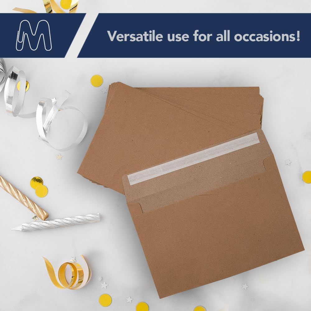 MOS A7 Kraft Envelopes 5.25 x 7.25 Inch 500 Pack — Brown Self-Seal Heavyweight Invitation Envelopes for Weddings, Greeting Cards, Thank You Cards, Photos, Business Mailings