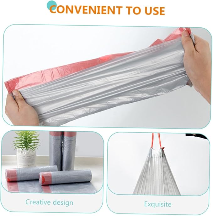 TOYANDONA 5 Rolls Thickened Drawstring Trash Bags Disposable Portable Rubbish Bags for Kitchen Use Garbage Pouches Easy to Carry and Store Random Color