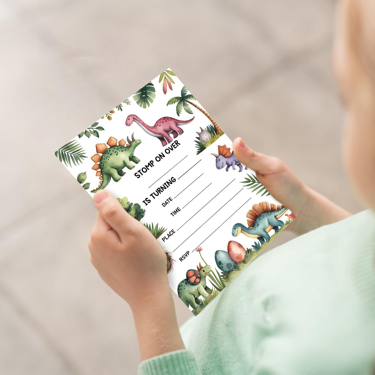Dinosaurs Birthday Invitations, Tropical Dino Party Invitations, 20 Double-Sided Fill In Invitation with Envelopes for Teen Boys Girls, Invitations Cards for Birthday Party Decorations Favor - 15
