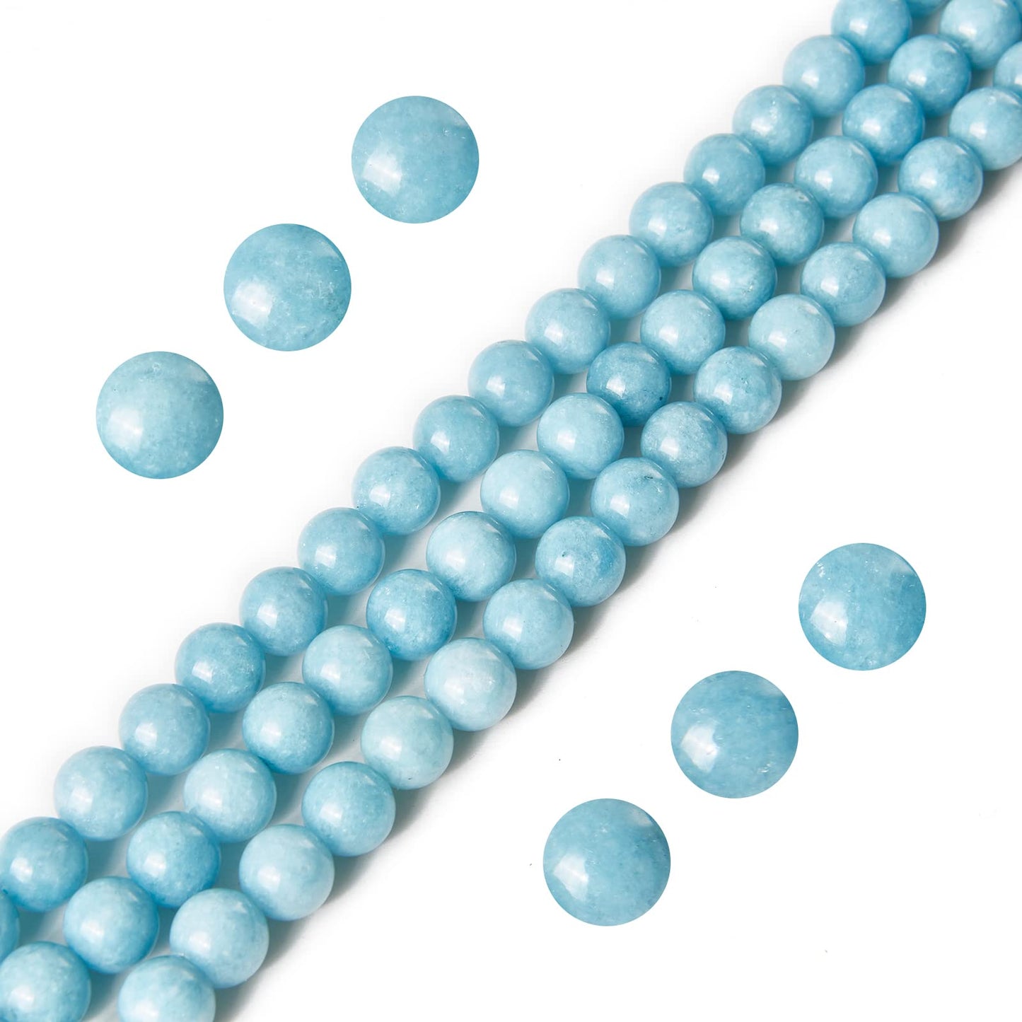 35pcs 10mm Deep Aquamarine Beads Natural Gemstone Beads Round Loose Beads for Jewelry Making