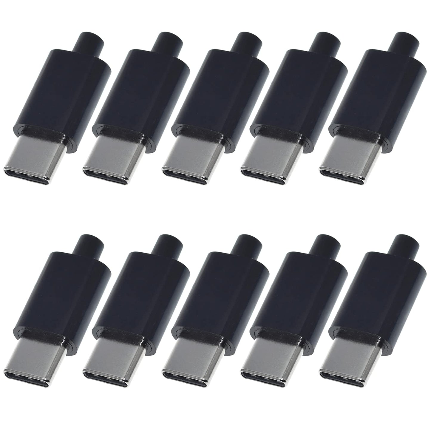 Anmbest 10Set Usb 3.1 Type C Male Connector 24 Pin Welding Data Line Interface 24P Pcb Board Support Module (Black)