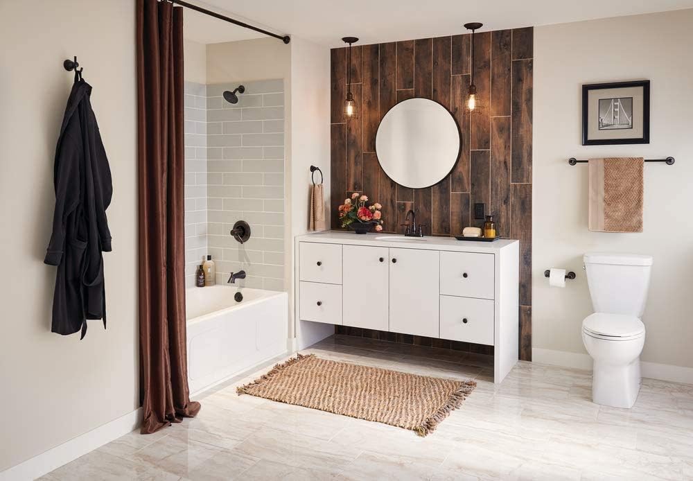 Franklin Brass Kinla 5-Piece Bathroom Set Oil-Rubbed Bronze 18', 24' Towel Bar Racks, Toilet Paper Holder, Ring, Hook KIN5PC-ORB