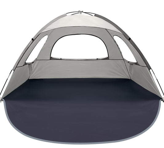 WhiteFang Beach Tent Anti-UV Portable Sun Shade Shelter for 3 Person, Extendable Floor with 3 Ventilating Mesh Windows Plus Carrying Bag, Stakes and Guy Lines (Baby's Breath)