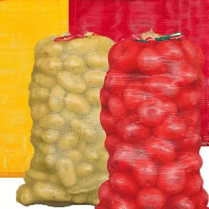 Reusable Produce Mesh Bag 20pcs Extra Large Washable Mesh Bags, Ventilated Storage Sack Drawstring Onion Storage Bag for Fruit, Vegetable