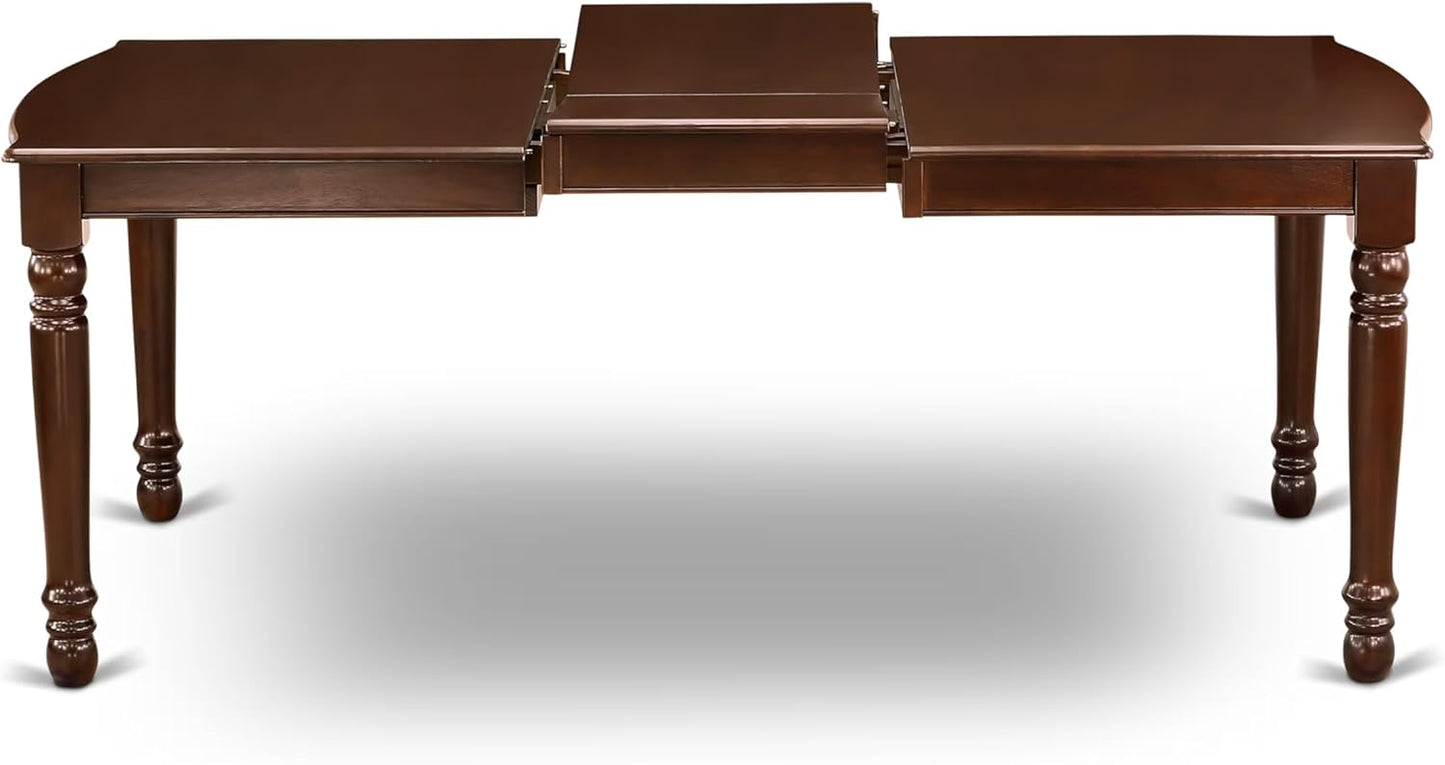 East West Furniture DOIP7-MAH-W 7 Piece Dining Table Set Consist of a Rectangle Dining Room Table with Butterfly Leaf and 6 Wood Seat Chairs, 42x78 Inch, Mahogany
