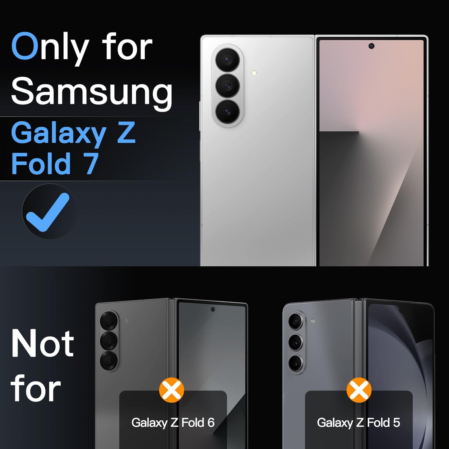 Jetech Front Screen Protector For Samsung Galaxy Z Fold 7 2025, Tempered Glass Film With Easy Installation Tool, Case-Friendly,