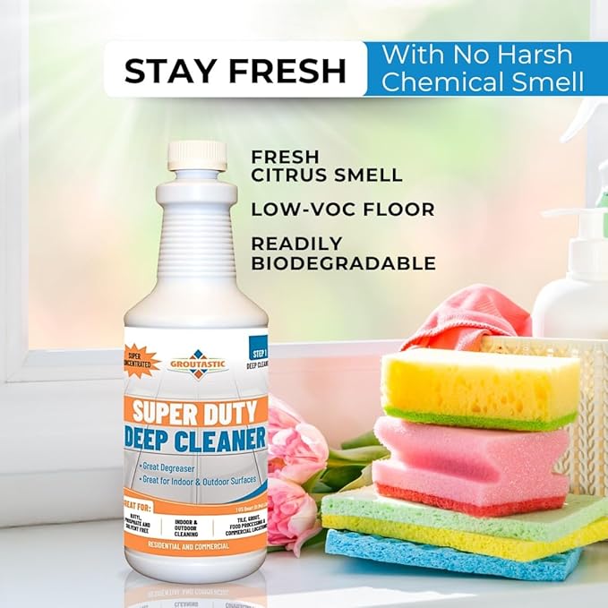 Super Duty Degreaser – Heavy Duty Tile & Grout Cleaner for Kitchens, Bathrooms & Floors – Removes Grease, Soap Scum & Deep Stains – Non-Corrosive Concentrate