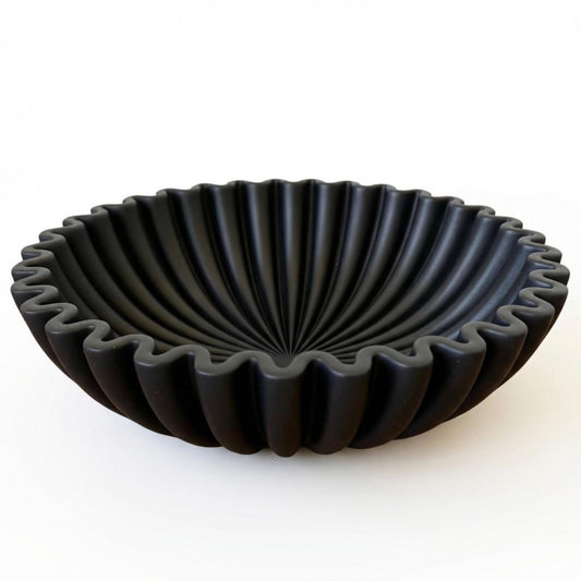 OAKOA Concrete Black Decorative Bowl for Home Decor - Black Fruit Bowl for Kitchen Counter - Black Bowl Decor - Modern Fruit Bowl Black - Centerpiece Bowl
