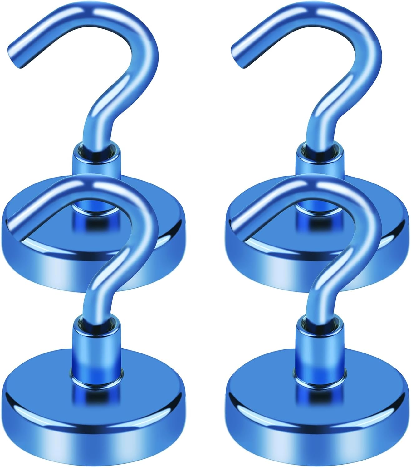 LOVIMAG Cruise Ship Essentials, 85lbs Magnetic Hooks for Cruise Cabins, Blue Magnetic Hooks for Hanging, Refrigerator, Ceiling, Fridge, Heavy Duty Neodymium Magnets with Hook for Kitchen, Locker-4Pcs