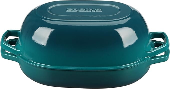 Enameled Cast Iron Oval Dutch Oven Pot with Lid, Dutch Oven for Sourdough Bread Baking, Oval Bread Pan, Bread Oven, Bread Dutch Oven, 7qt, Darkcyan