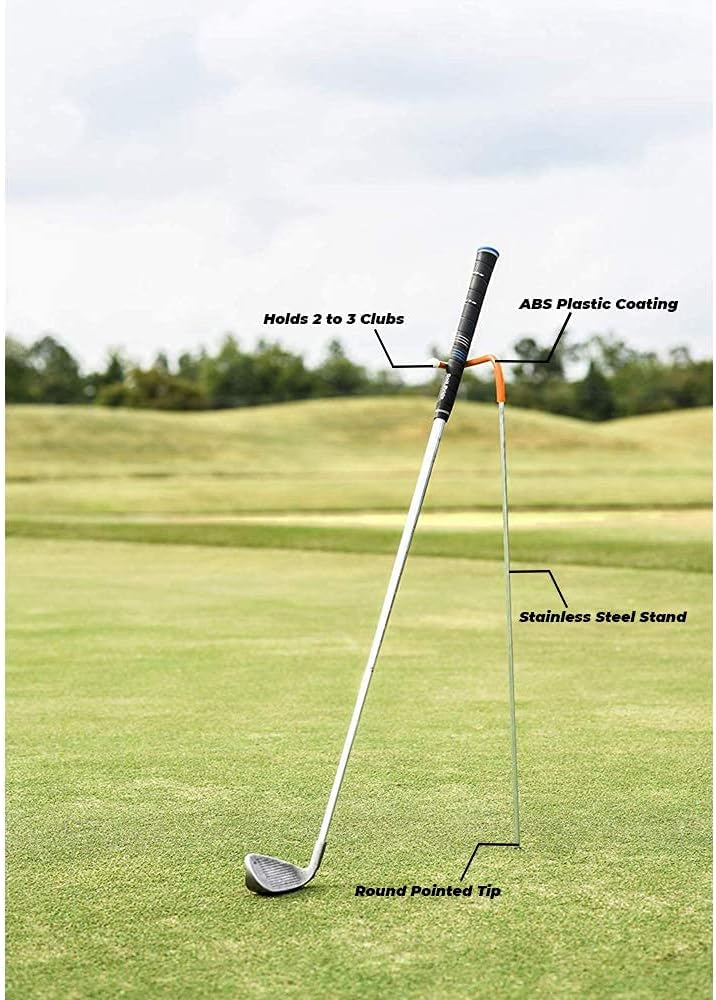 V-Shaped Golf Club Stand Keeps Your Clubs Clean, Dry & Visible, V-Stick Club Stand Made of Highly Durable Stainless Steel - Easy to Carry Golf Club Holder
