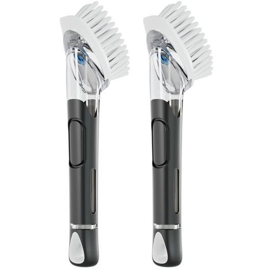 RIMAY Soap Dispensing Dish Brush, Dish Scrubber with Soap Dispenser, Dish Soap Brush, Dish Wand with Soap Dispenser Kitchen Brush for Dishes, Pans, Sink, Pots（2 Pack）