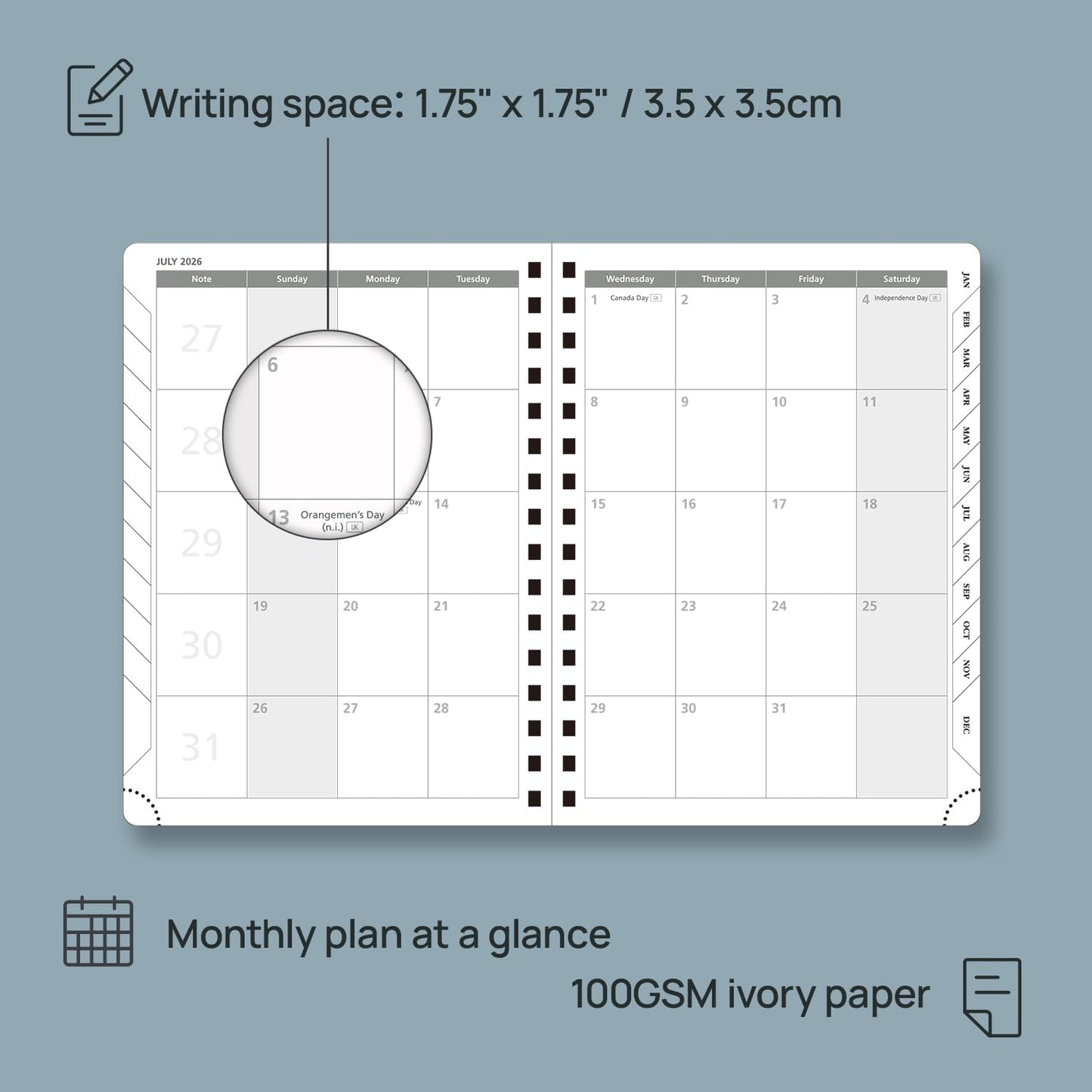 POPRUN 2026 Planner (Medium Size 8.5'' x 6.25'' Wire-Bound Hard Cover) Daily Weekly and Monthly Calendar - Agenda 2026 (Jan.2026-Dec.2026) with Hourly Schedule, Monthly Tabs - Violet
