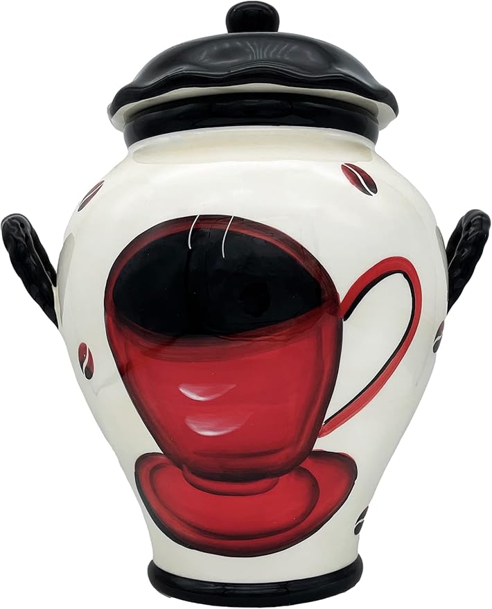ACK Tuscany Colorful Coffee Bean Collection Cookie Jar with Lid and Rubber Seal, Food Storage Jar, Kitchen Décor, Snack Storage Container for Cookie, Candy