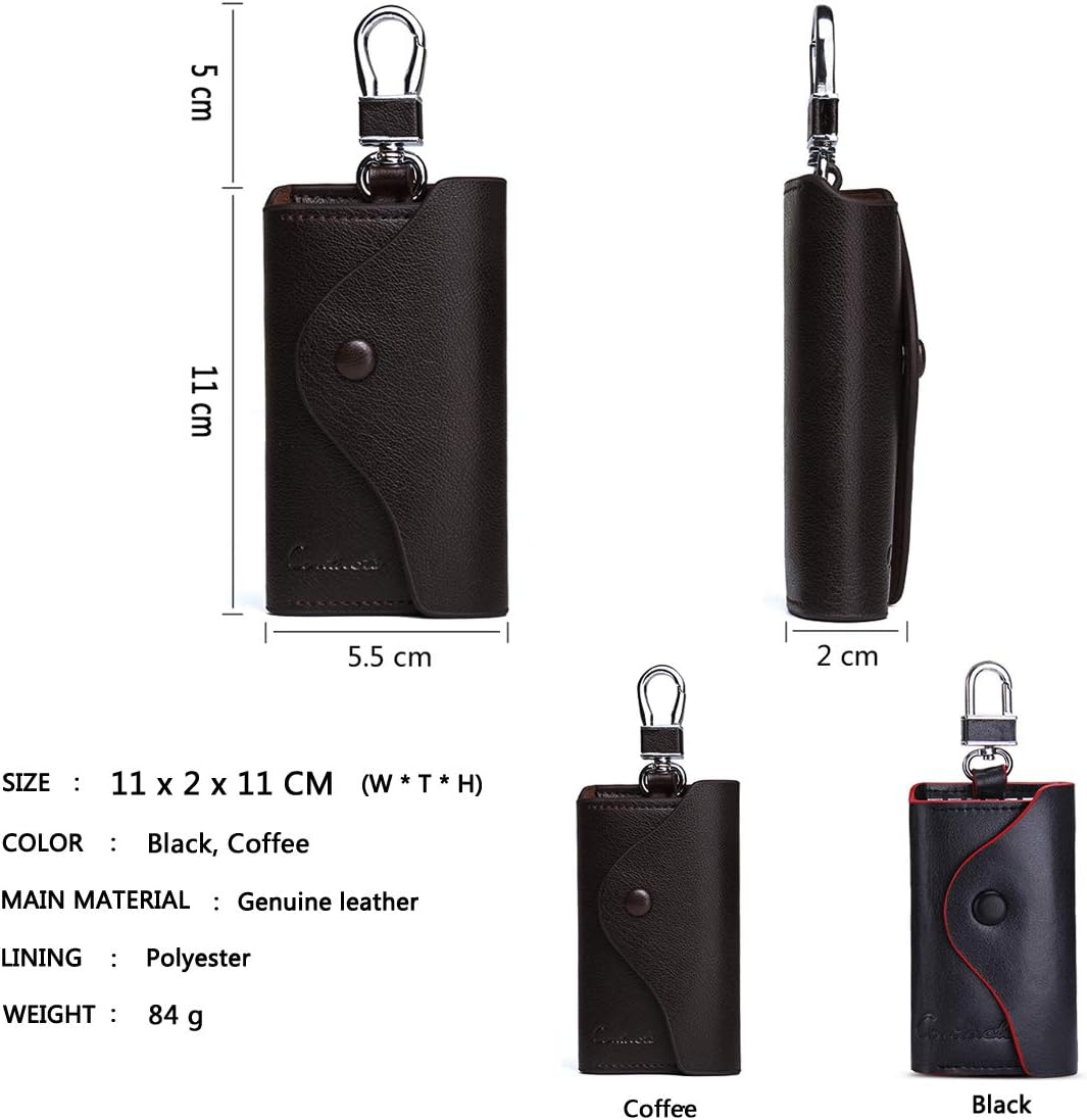 Contacts Car Key Case for Men and Women Small Leather Key Holder Key Cover with 6 KeyChains