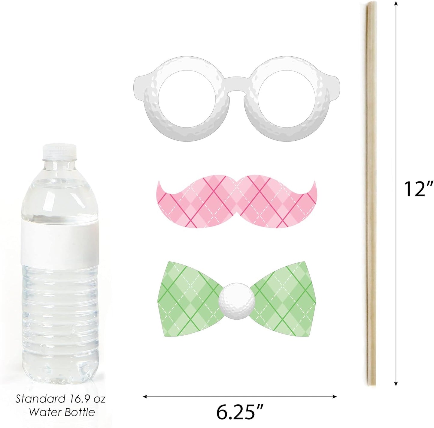 Big Dot of Happiness Custom Golf Girl - Photo Booth Props - Personalized Pink Birthday Party or Baby Shower Supplies - 20 Selfie Props