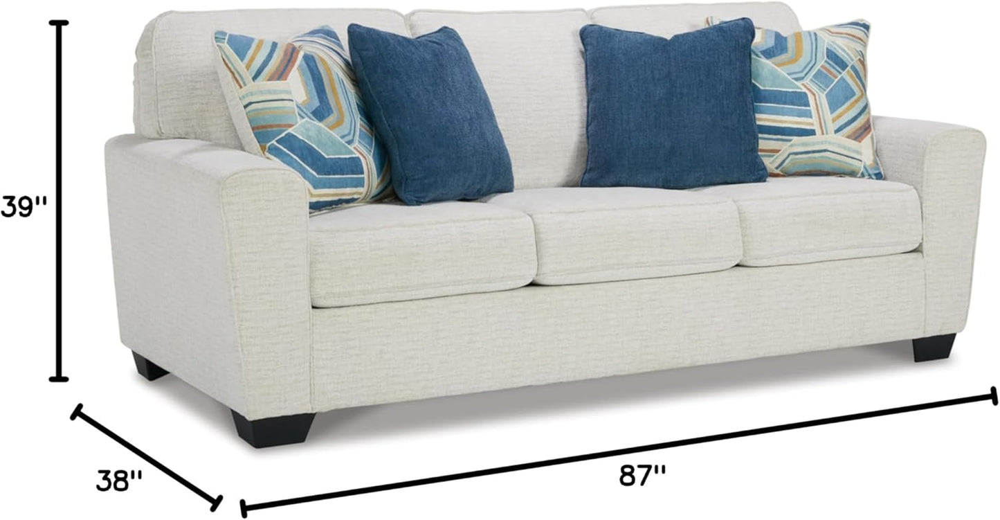 Signature Design by Ashley Cashton Casual 2-in-1 Sofa Sleeper with Folding Gel Memory Foam Mattress, Queen, White