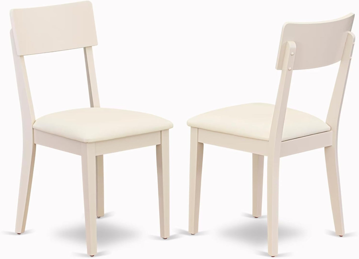 East West Furniture CAAD7-LWH-LC 7 Piece Dining Table Set Consist of a Rectangle Wooden Table and 6 Faux Leather Dining Room Chairs, 36x60 Inch, Linen White