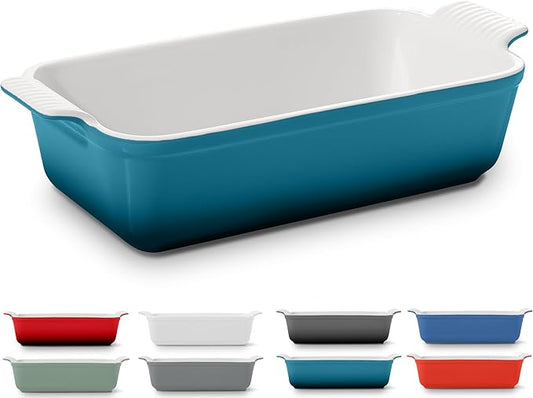 Signature Stoneware Loaf Pan | Non-Stick for Perfect Baking and Bread Making | 1lb Loaf Pan [Ocean Blue]