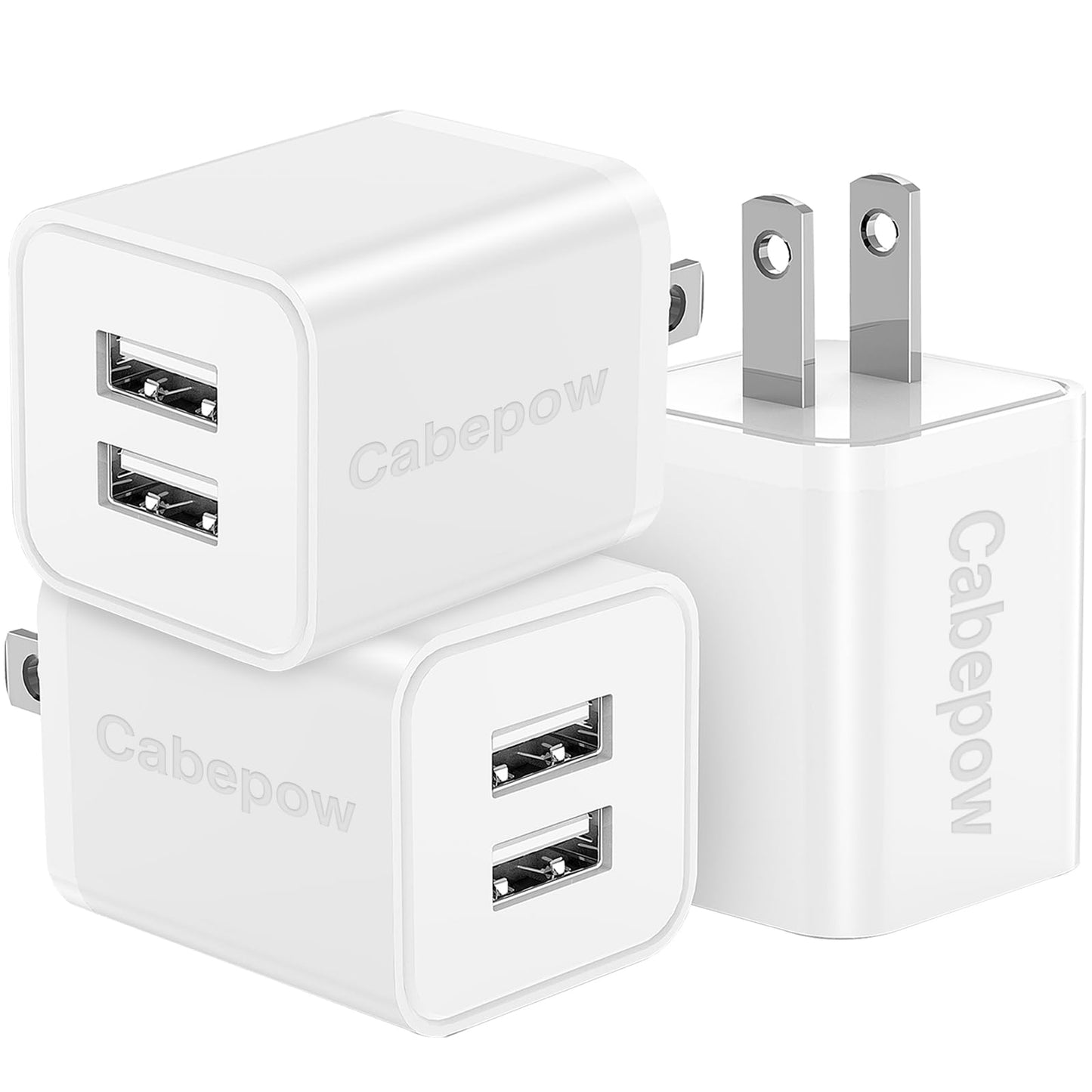 Usb Charger Block 5V 2.4A,Cabepow Dual A Port Charging Blocks,Usb Wall Charger Plug Power Adapter Cube For Apple Iphone 16 15 14