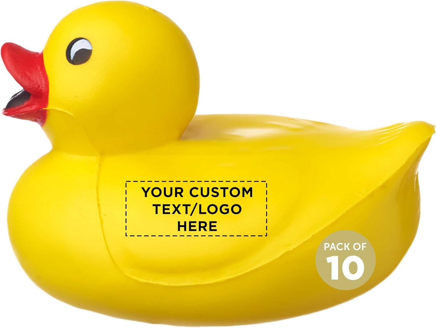 DISCOUNT PROMOS Custom Rubber Ducky Squeeze Balls Set of 10, Personalized Bulk Pack - Perfect for Promotional Giveaways - Yellow