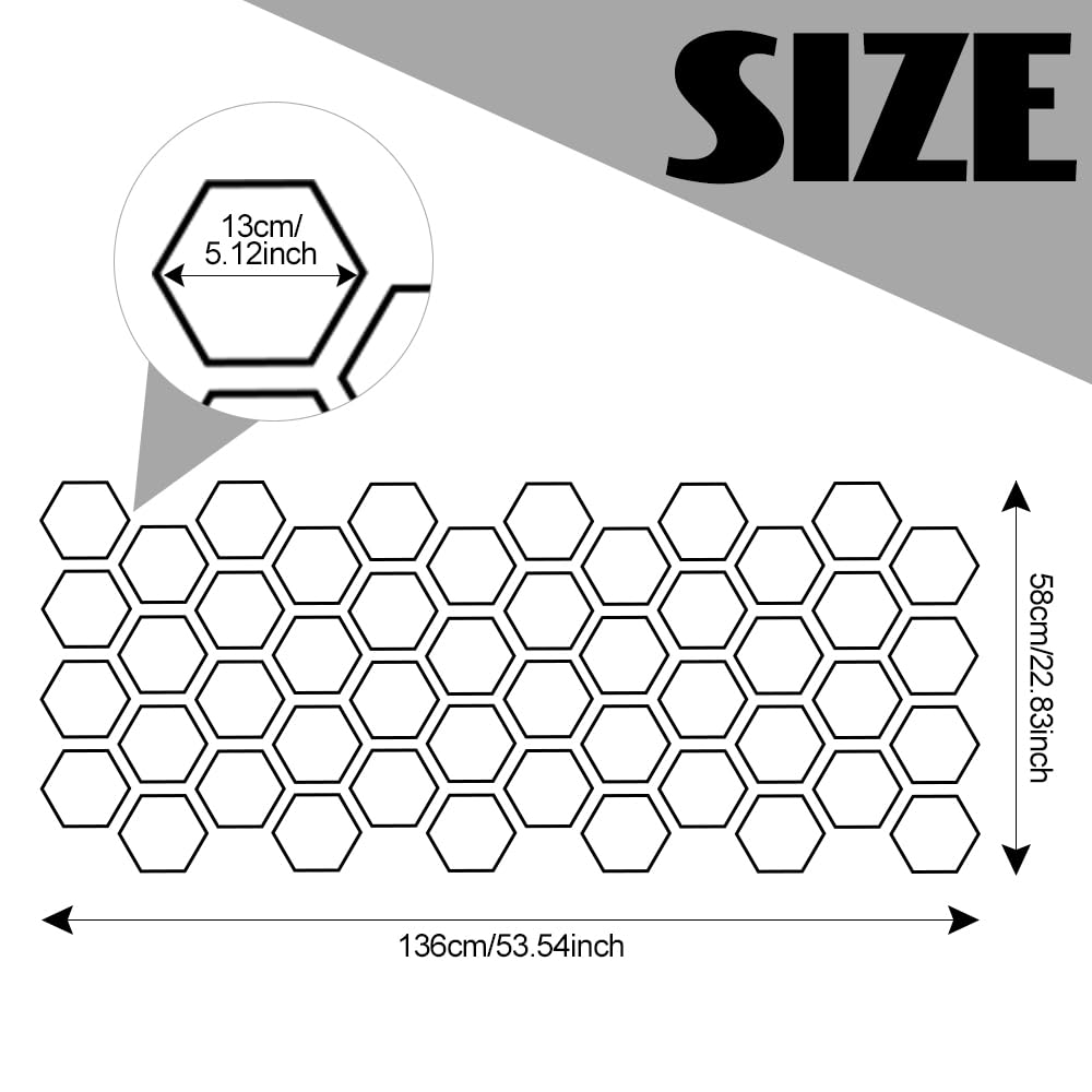 JSCARLIFE 48 Grids Honeycomb Car Decals - Waterproof PVC Body Stickers for Car, SUV, Truck & Van - DIY Decorative Graphics for Door, Hood & Side Panels (53.5x22.8inch (Black))