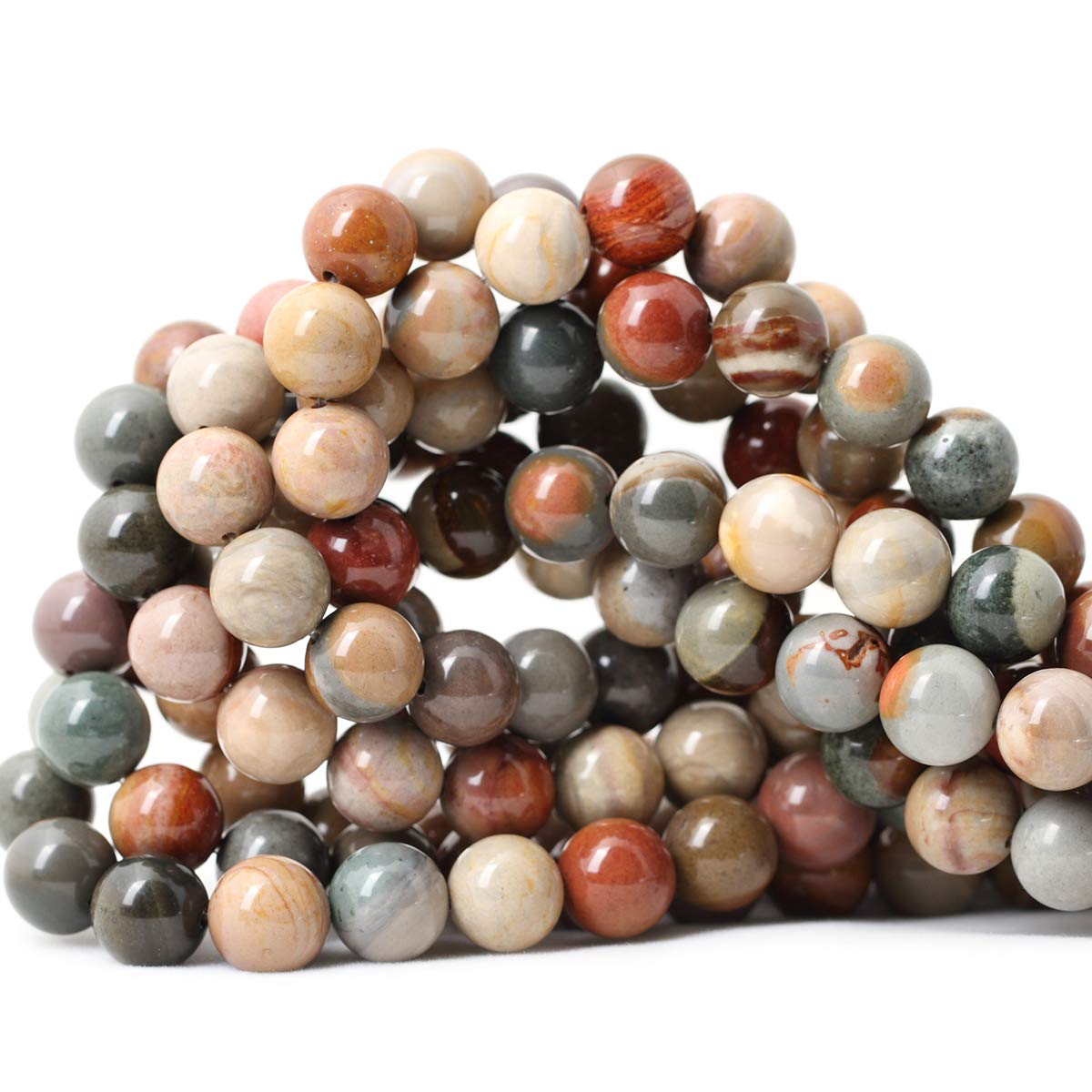 CHEAVIAN 35PCS 10mm Natural USA Picture Stone Gemstone Round Loose Beads for Jewelry Making DIY Findings 1 Strand 15"