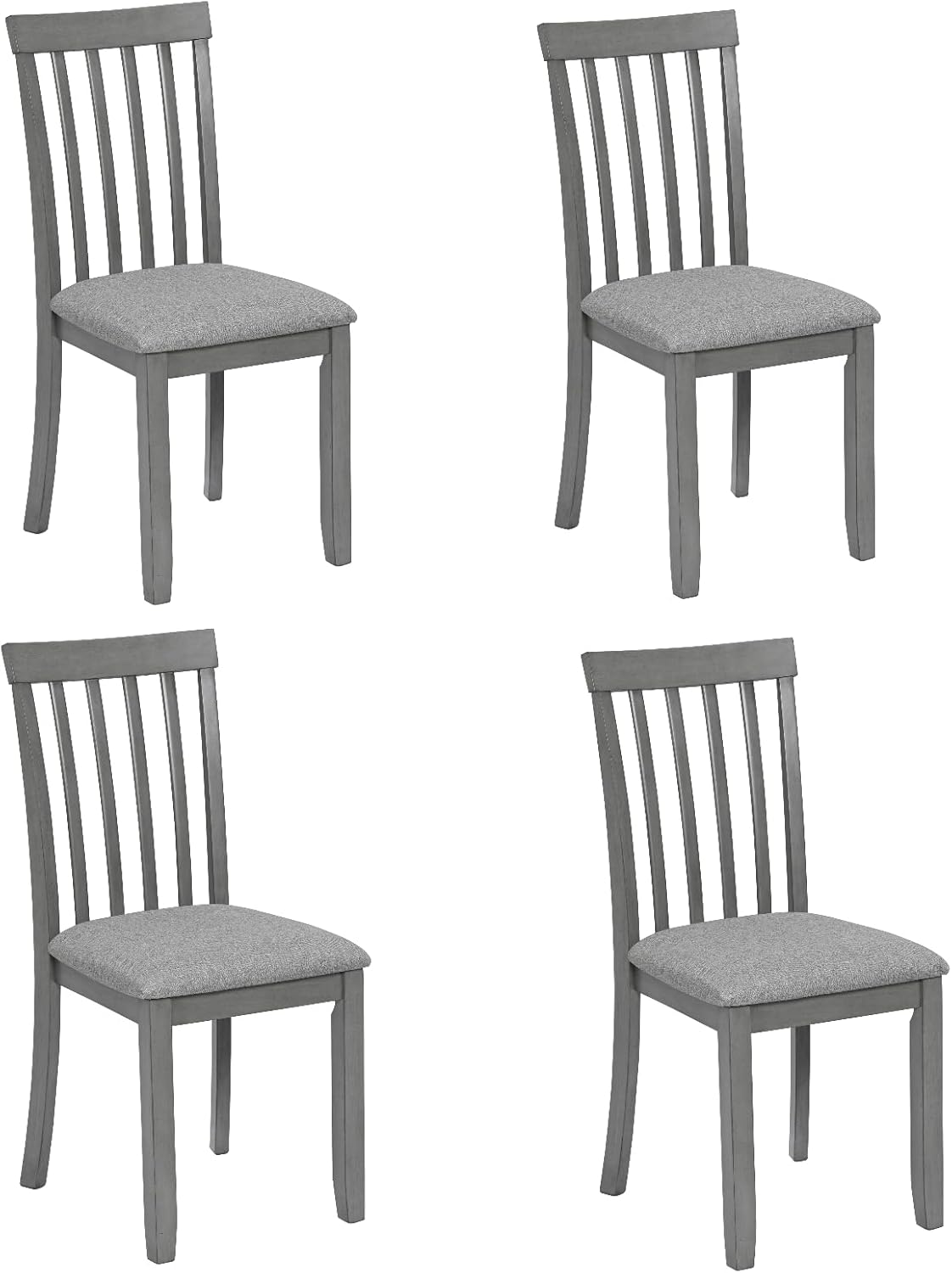 Dining Chairs Set of 4, Modern Kitchen Chair with Linen Upholstered Seat Cushion & Curved Backrest, 36" H Counter Height Dining Side Chairs with Non-Slip Feet Pads for Living Room, Grey