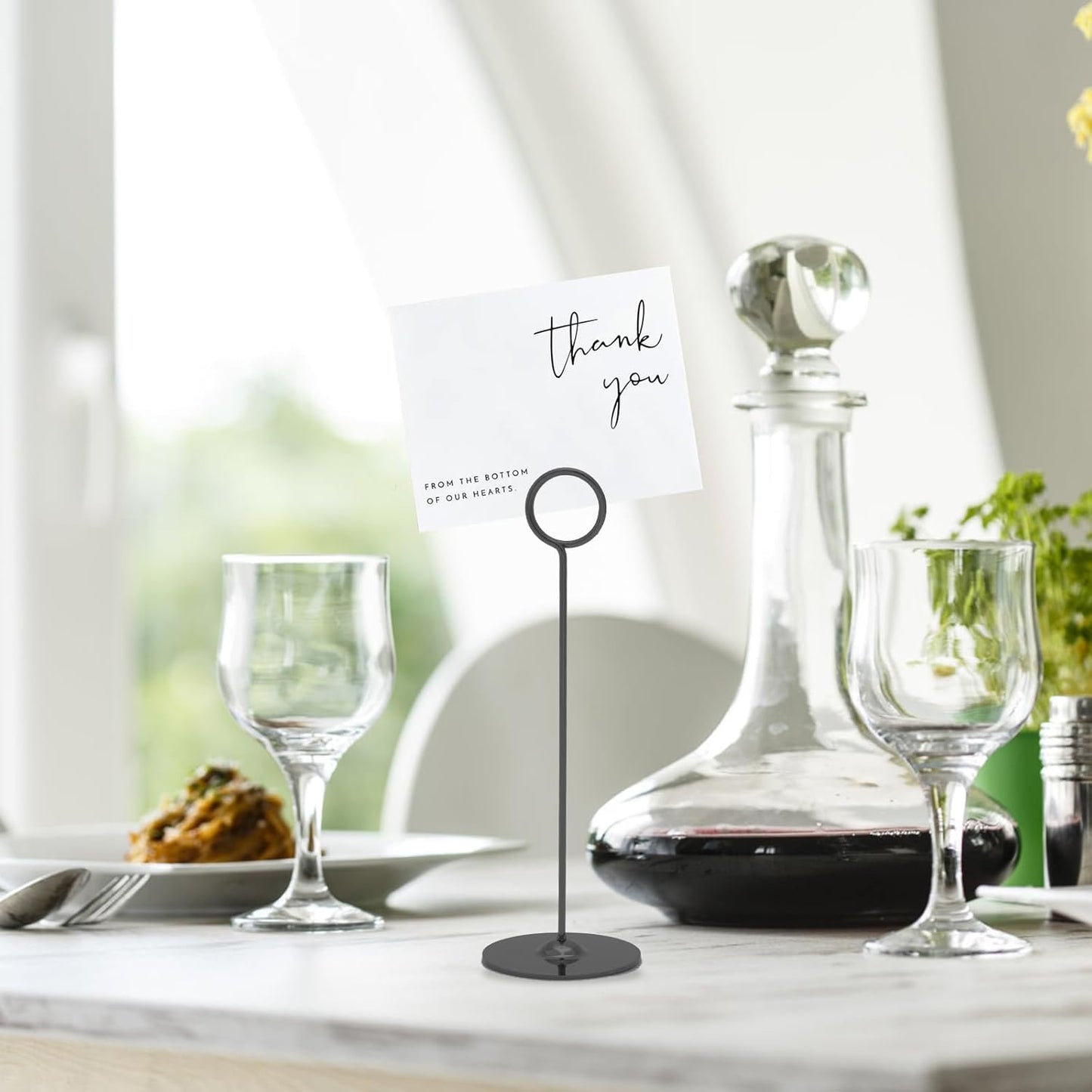 Urban Deco 16 Pieces Table Card Holder 8 inches Table Number Holders Place Steel Card Holders for Photos, Food Signs, Memo Notes, Weddings, Restaurants, Birthdays (Black)