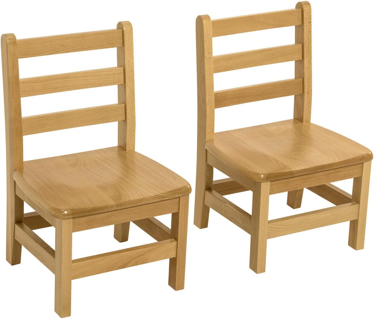 Kids Wooden Chair Set, Fully Assembled Youth Ladderback Wood Chairs for Children, 13" Seat Height for Ages 6-9 (Set of Two)