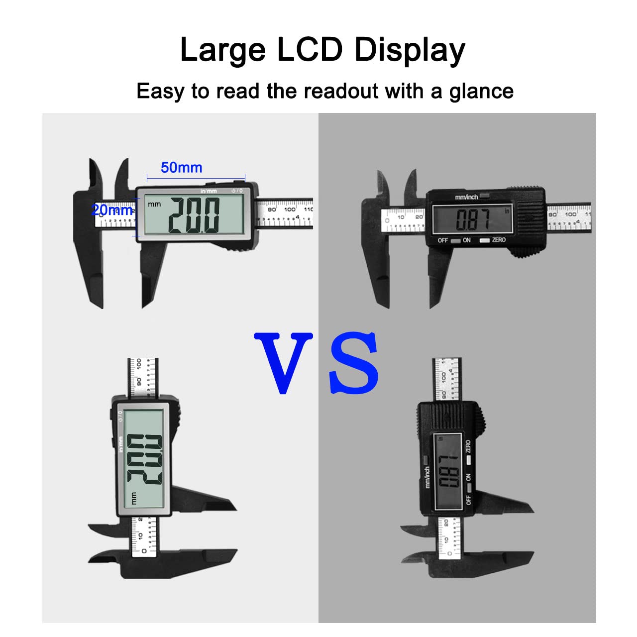 Kynup Caliper Measuring Tool, Digital Caliper Outside Micrometer with Large Screen, Caliper Tool for Mechanics, Jewelers, Woodworkers, Inch and Millimeter Conversion (6Inch)