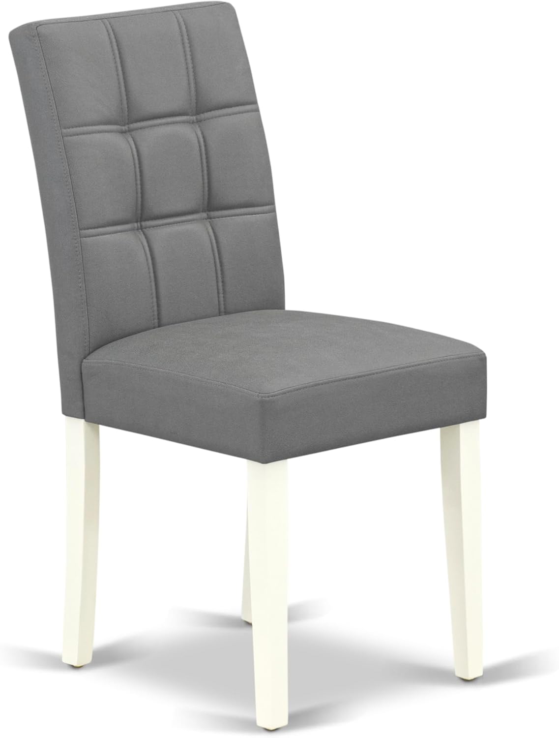 East West Furniture ANAS5-LWH-41 5 Piece Dining Table Set contain A Dinner Table and 4 Platinum Gray Polyester Fabric Kitchen Chairs with Stylish Back- Linen White Finish