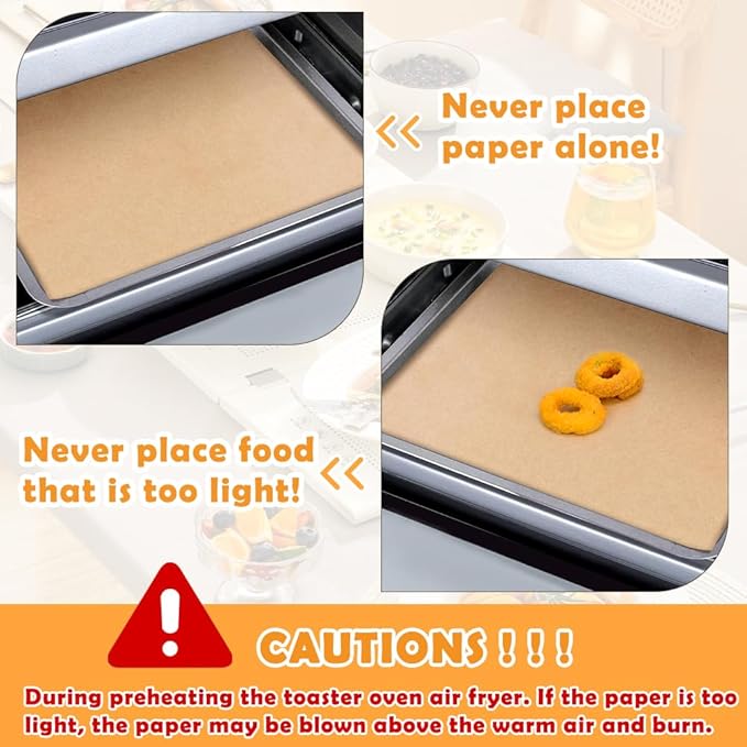 YQL 10x12 Inch 150PCS Disposable Air Fryer Liners, Unbleached Parchment Paper for Emeril Lagasse French Door 360 Air Fryer, Breville/Cuisinart/Hamilton Beach Toaster Oven Accessories