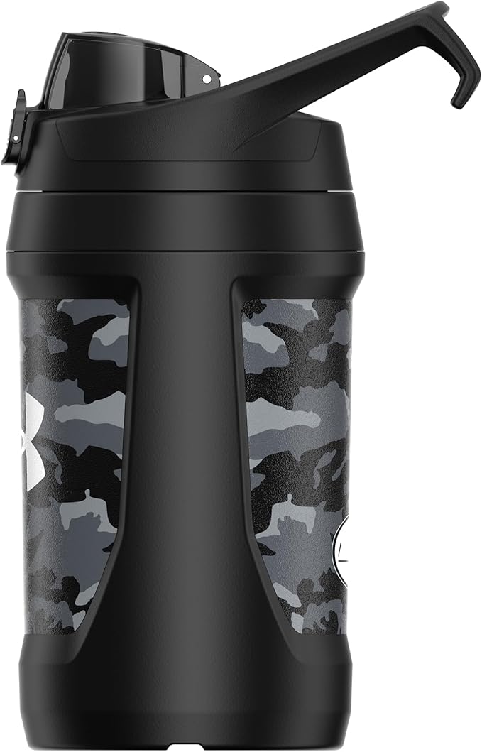 Under Armour 32 oz Insulated Water Bottles - Sports Water Jug with Fence Hook, Leak Resistant for Baseball, Football & More, 32 oz Insulated, Black Woodland
