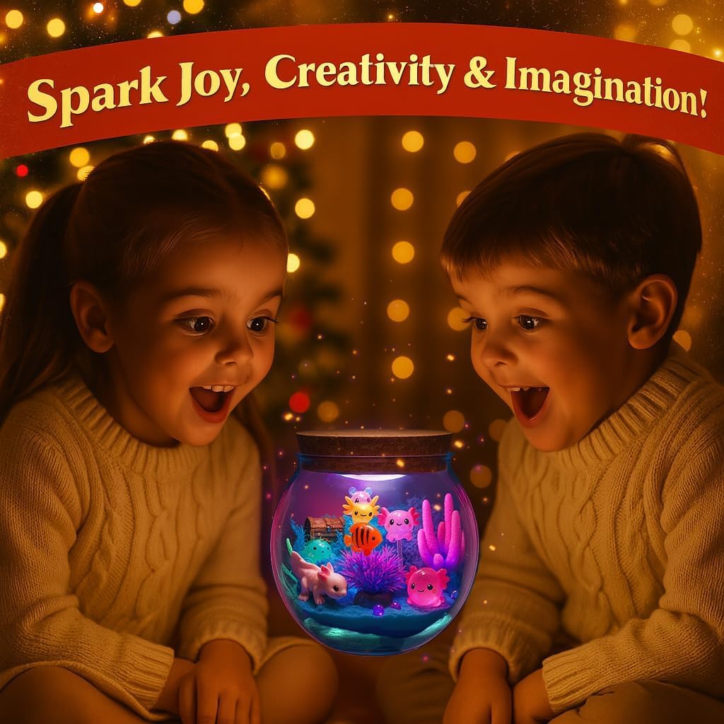 Axolotl Gifts for Girls & Boys – DIY Glow Jar Toy with LED – Cute Axolotl Night Light Arts and Crafts for Kids Ages 4 5 6 7 8-12 Year Old – Great Room Decor, Birthday Decorations & Easter Gifts