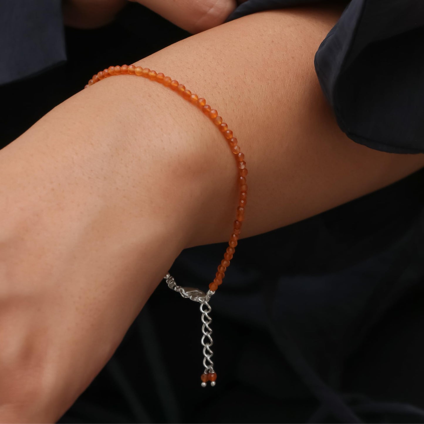 Gempires Black Spinel Dainty Bracelet for Women | Handmade 2.5 mm Faceted Beads | Minimal Stacking Jewelry | Adjustable Lightweight Fit | August Birthstone Gift
