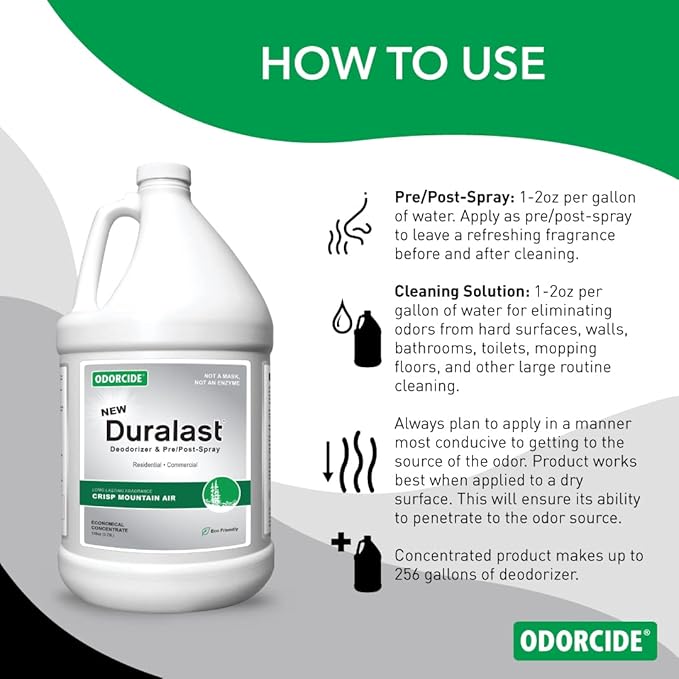 Odorcide Duralast Crisp Mountain Air Pet Urine Odor Eliminator – Pet Deodorizers for Home for Strong Odors – Pet Urine Deodorizer – Pet Odor Eliminator for Home w/Non-Enzymatic Formula (1 Gallon)