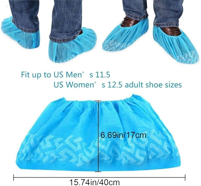 Tomus-UNI Shoe Covers Disposable 200 Pack (100 Pairs) | Non-Slip, Durable, Indoor | Protect Your Home, Floors and Shoes