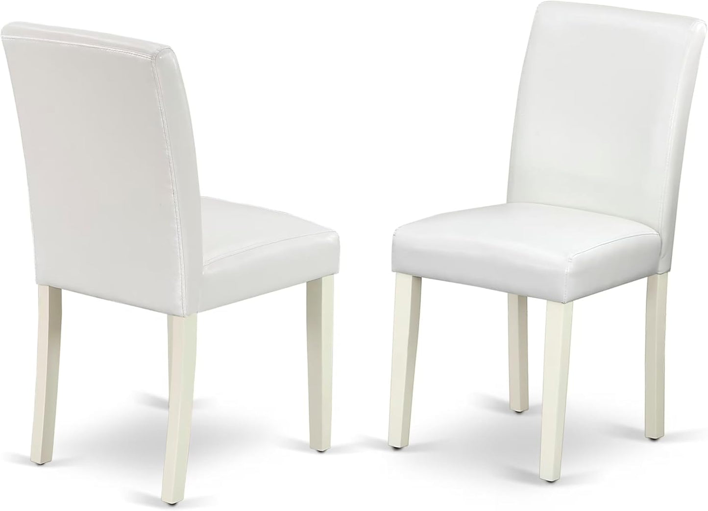 East West Furniture V027AB264-5 5 Piece Dinette Set Includes a Rectangle Dining Room Table with V-Legs and 4 White Faux Leather Upholstered Parson Chairs, 40x72 Inch, Multi-Color