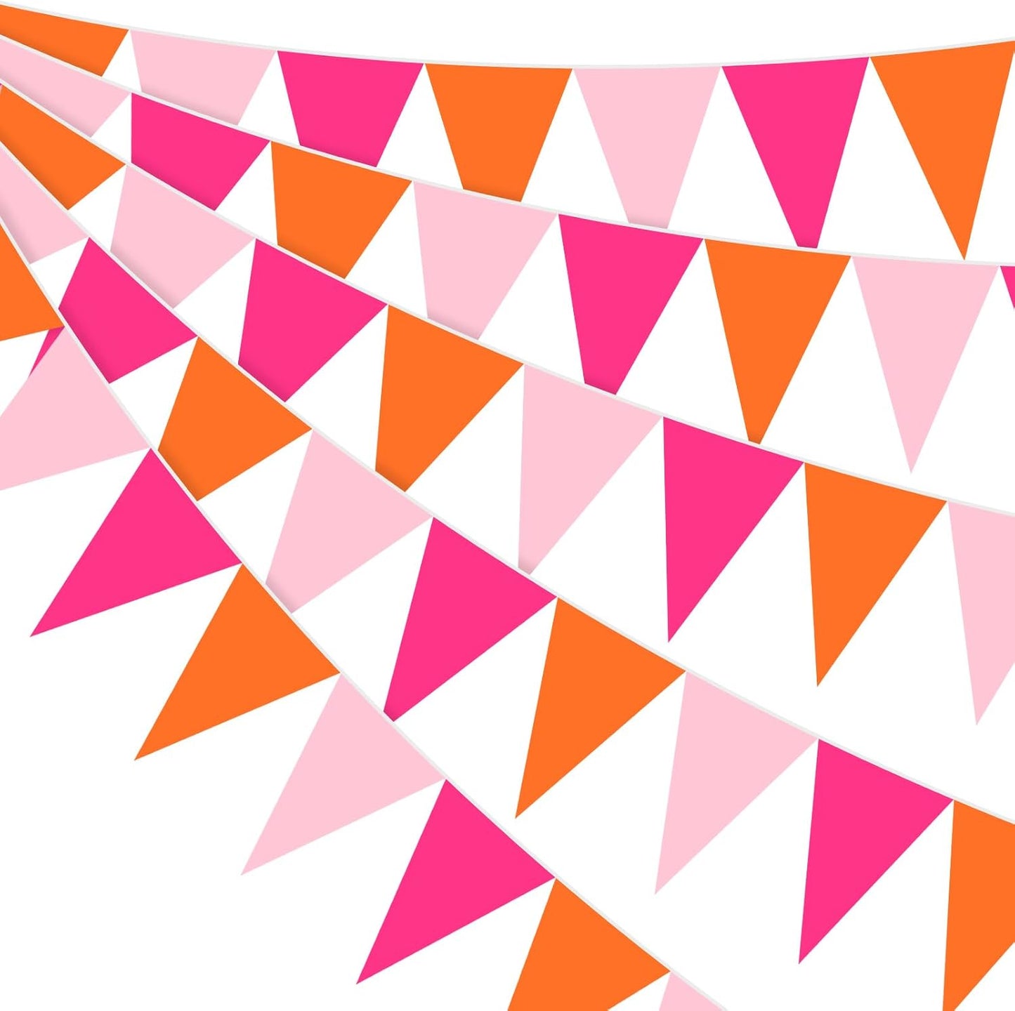 Pasimy 49.21 ft 60 Pieces Pink and Orange Party Pennant Banner Flags Decorations String Triangle Flags for Birthday Baby Shower Carnival Movie Witch Crown Pink Halloween Party Supplies