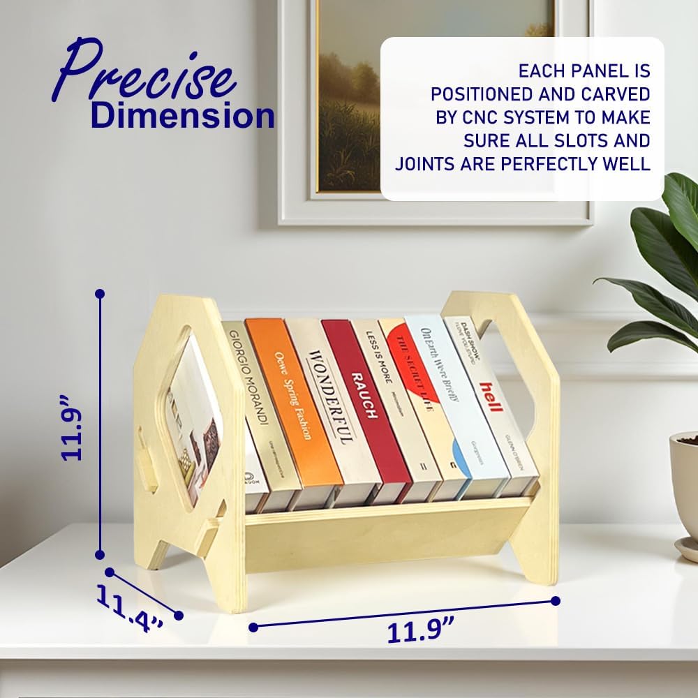 Desktop Bookshelf, Stackable Book Organizer with Handle, Storage Rack for CD/Magazine/File Folder, Portable Small Bookshelf for Study, Living Room, Kid's Room, No Nails, Medium Size